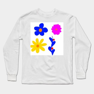 blue pink flower abstract texture Long Sleeve T-Shirt